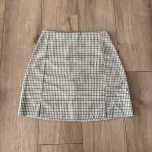John Galt California Plaid Mini Skirt Green Cream Preppy A-Line Y2K Style